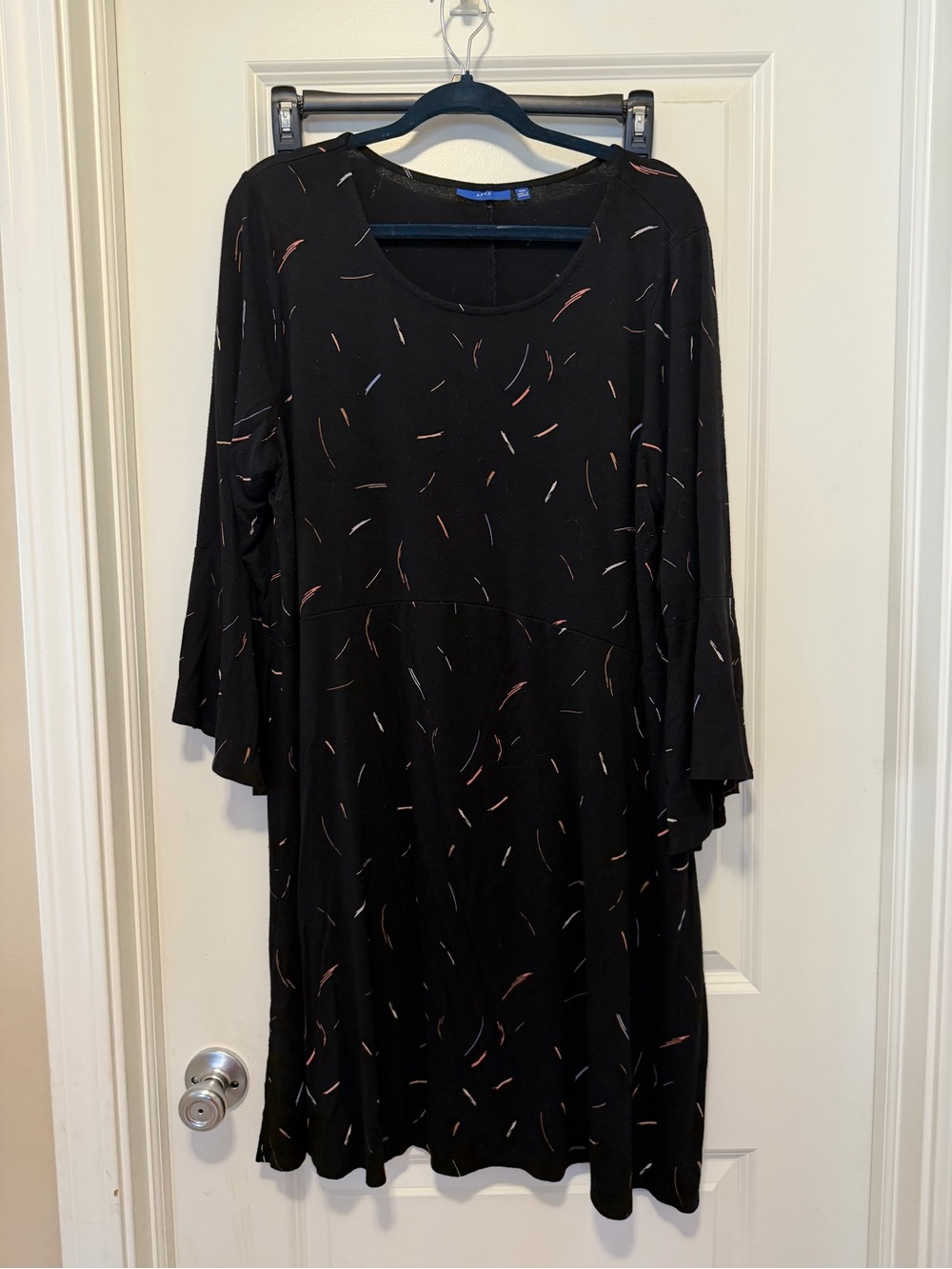 Apt. 9 Black Scoop-Neck Long Sleeve Dress with Multicolor Flecks